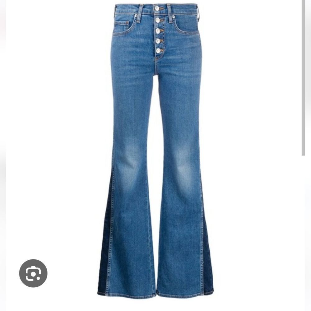 Veronica Beard Kiley Wide Leg High Rise 2 Toned Flare Jeans Size 27 or 4